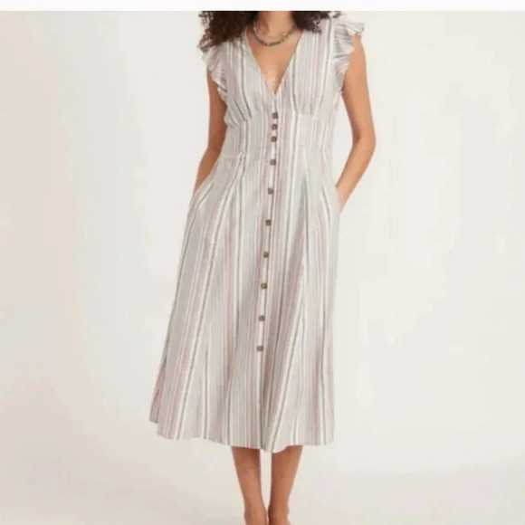 Marine Layer Camilla Midi Dress Multi Striped Size XL NWT - Picture 1 of 15